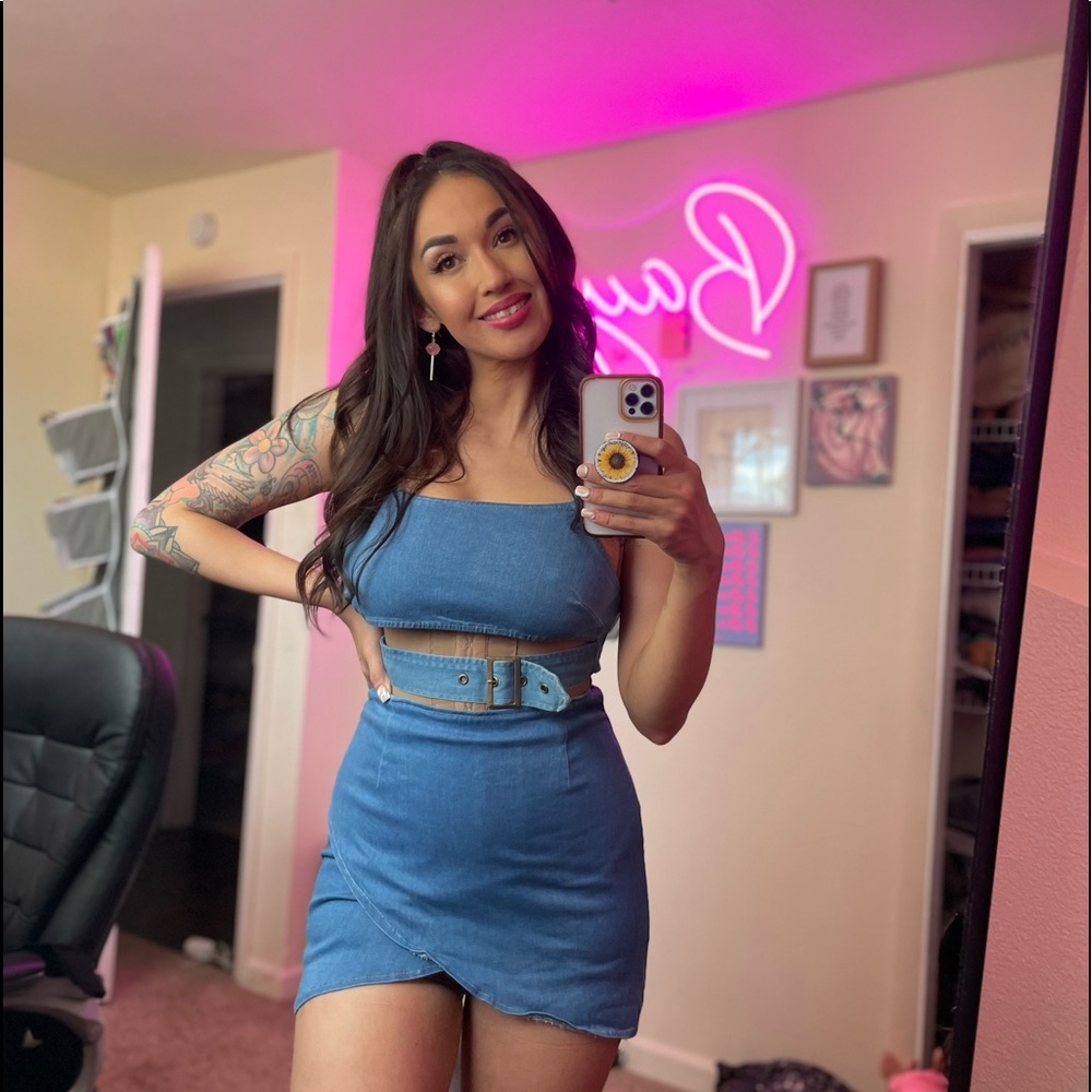 Denim skirt and crop set